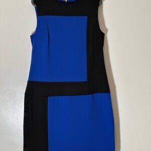 Sandra Darren Blue and Black Midi Dress
